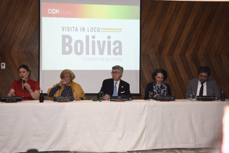 Conferencia de prensa CIDH en Bolivia Foto: Btv