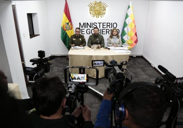 Conferencia de prensa Ministerio de Gobierno, Aduana Nacional y Policía Foto: Eduardo Del Castillo, ministro de Gobierno