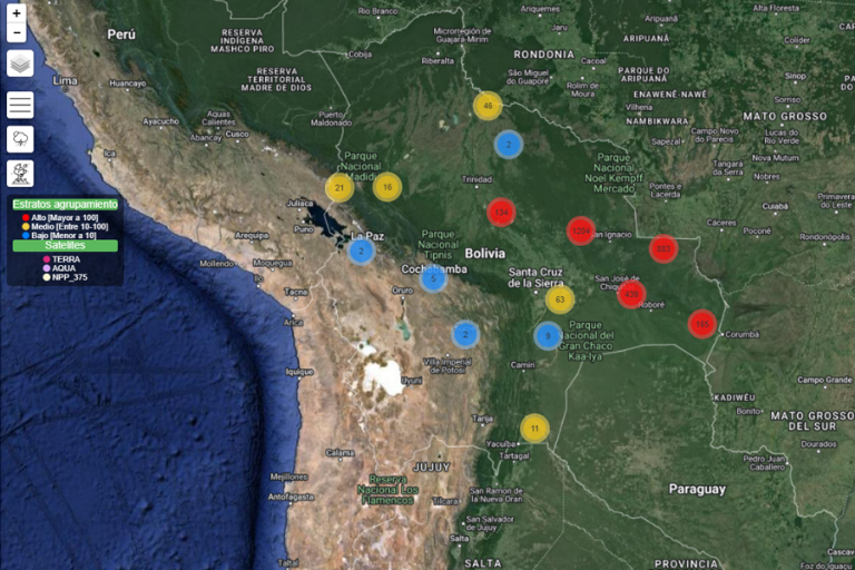 Puntos de calor e incendios en Bolivia /Foto: Monitoreo SIMB/