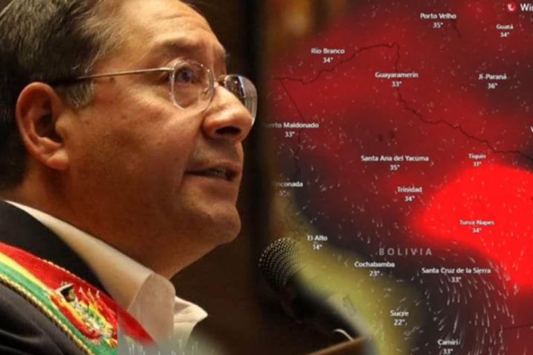 Luis Arce, presidente de Bolivia y mapa de incendios