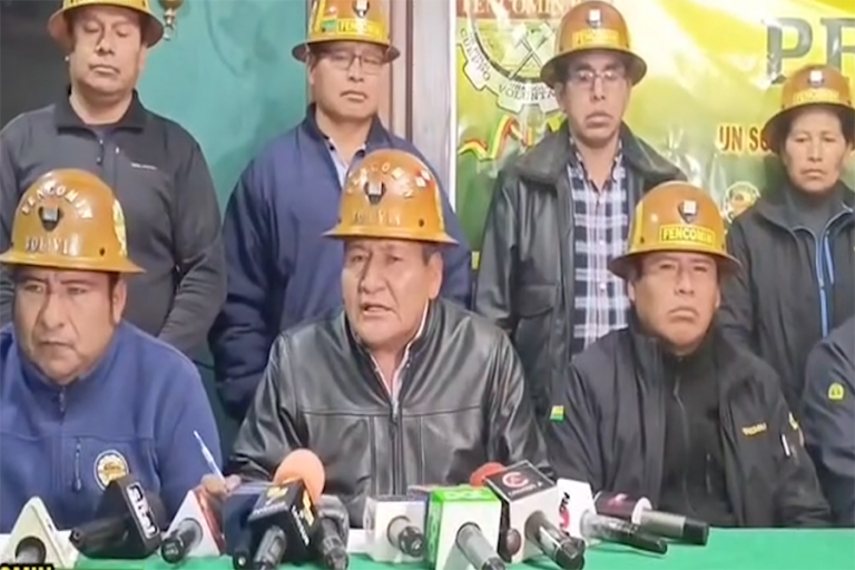 Mineros FENCOMIN en conferencia de prensa