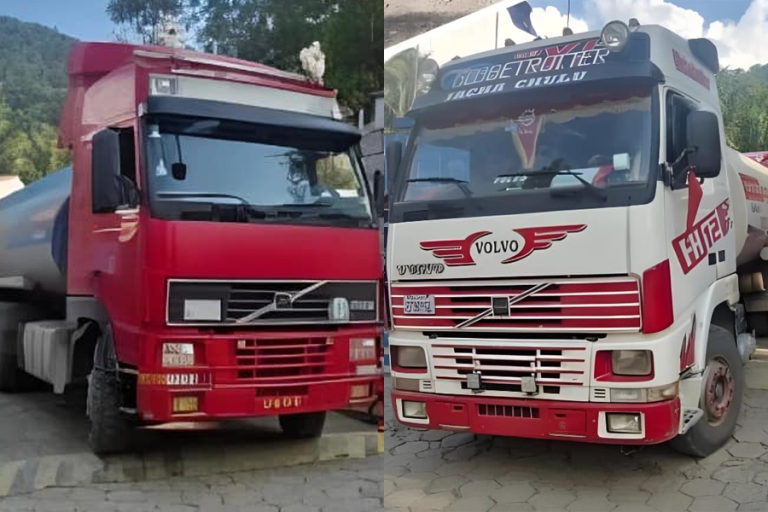 Camiones comisados con combustible