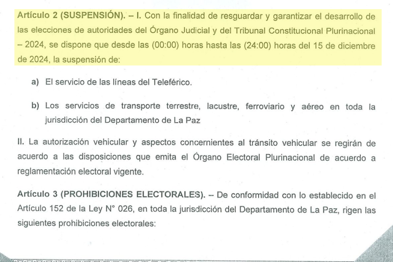 Auto de buen gobierno La Paz