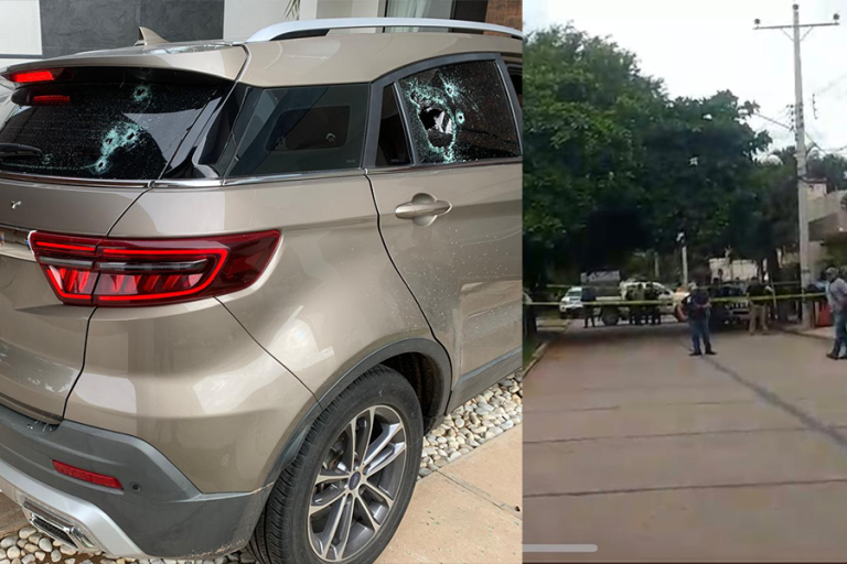 Auto donde asesinaton al capitán de la policia y la esena del crimen