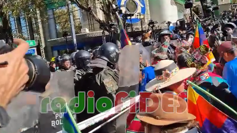 Marcha de evistas en cercanías del TSE