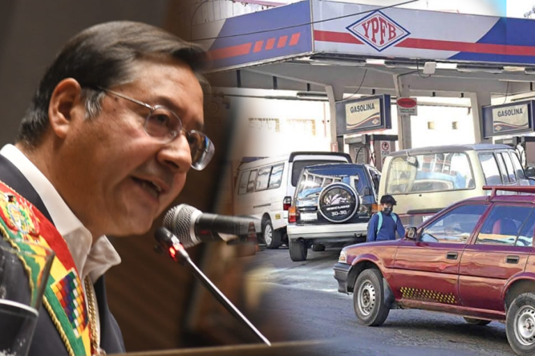 Luis Arce y vehículos en surtidores de Oruro /Imagen Ilustrativa/