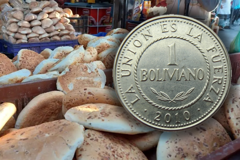 Pan Cochabamba y moneda de Bs 1