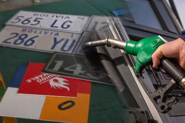 Placas bolivianas y combustible /Imagen Ilustrativa/
