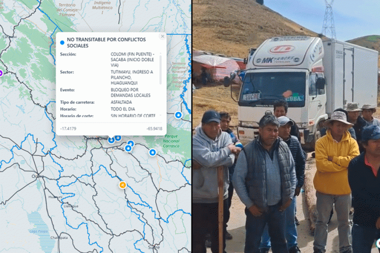 Mapa de Transitabilidad ABC y choferes varados en Colomi