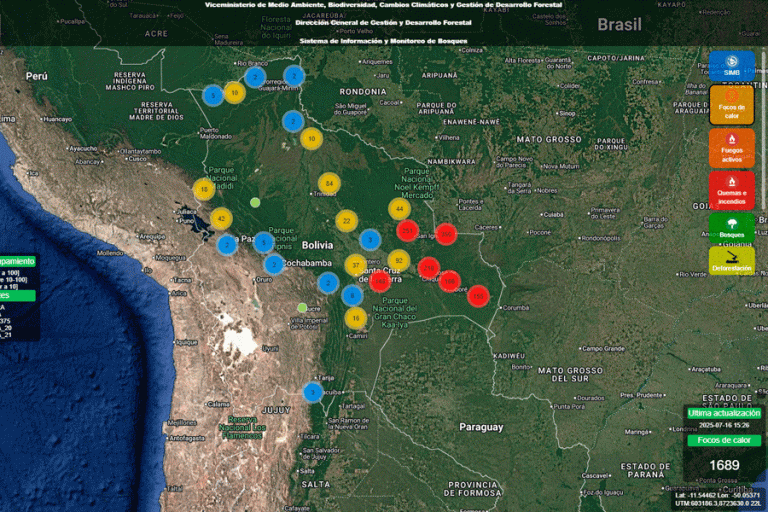 Focos de calor en Bolivia miércoles 16 de julio 2025 /Imagen de referencia/