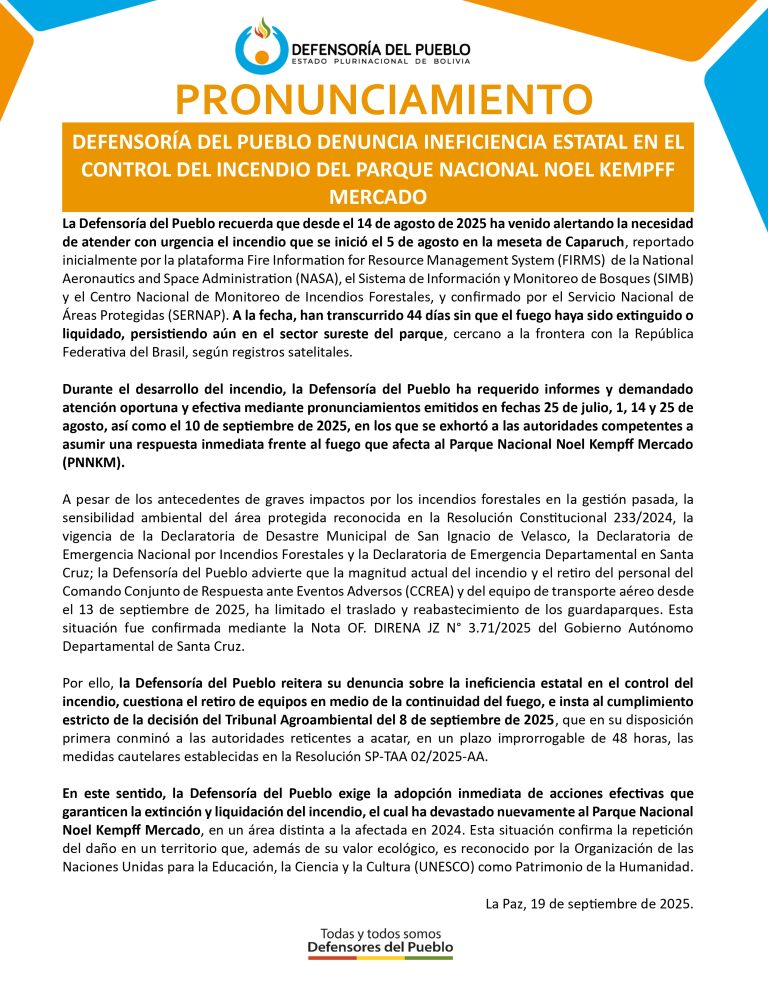 Pronunciamiento de la Defensoría del Pueblo