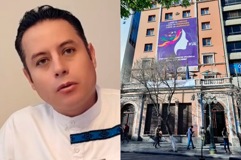 Edmand Lara vicepresidente del país y edificio del Ministerio de Justicia